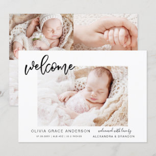 Eenvoudige bekendmaking van Baby Elegant Photo Col Kaart
