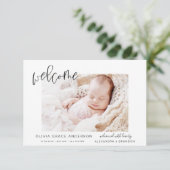 Eenvoudige bekendmaking van Baby Elegant Photo Col Kaart (Staand voorkant)
