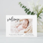 Eenvoudige bekendmaking van Baby Elegant Photo Col Kaart (Staand voorkant)