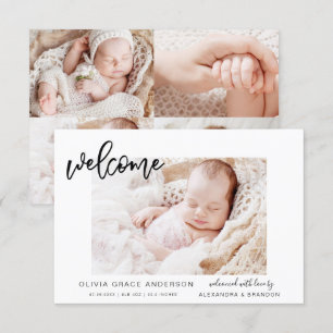 Eenvoudige bekendmaking van Baby Elegant Photo Col Kaart
