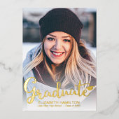 Eenvoudige bekendmaking van Chic Script-Afstuderen Folie Uitnodiging (Voorkant)