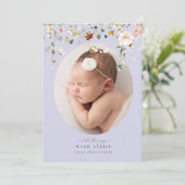 Eenvoudige bekendmaking van de geboorte van Paarse Kaart (Staand voorkant)