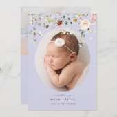 Eenvoudige bekendmaking van de geboorte van Paarse Kaart (Voorkant / Achterkant)