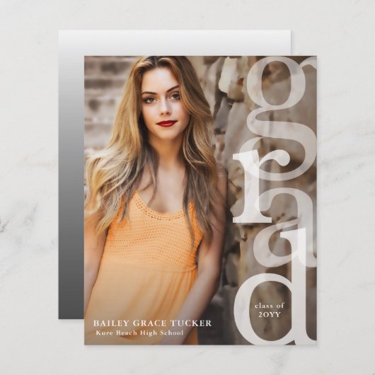 Eenvoudige bekendmaking van het AFSTUDEERDER Overl (Voorkant / Achterkant)