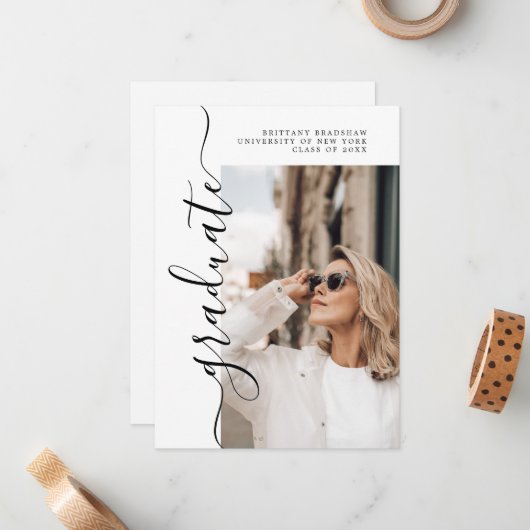 Eenvoudige bekendmaking van het Afstuderen Afstude Notitiekaartje (Voorkant / Achterkant in situ)