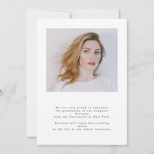 Eenvoudige bekendmaking van het Afstuderen Afstude Notitiekaartje (Achterkant)