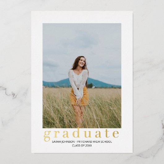 Eenvoudige bekendmaking van het Afstuderen van de  Folie Uitnodiging (Voorkant)