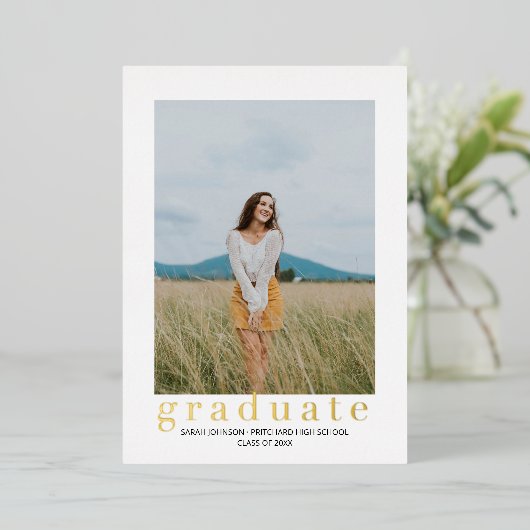 Eenvoudige bekendmaking van het Afstuderen van de  Folie Uitnodiging (Staand Voorkant)