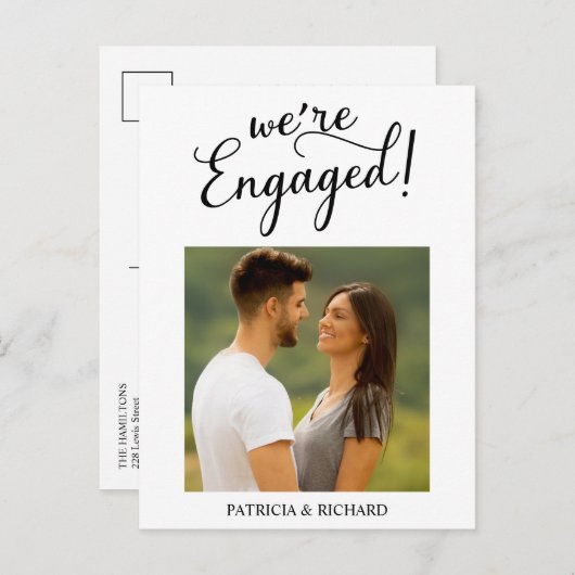 Eenvoudige bekendmaking van het Verloving en sla d Briefkaart (Voorkant / Achterkant)