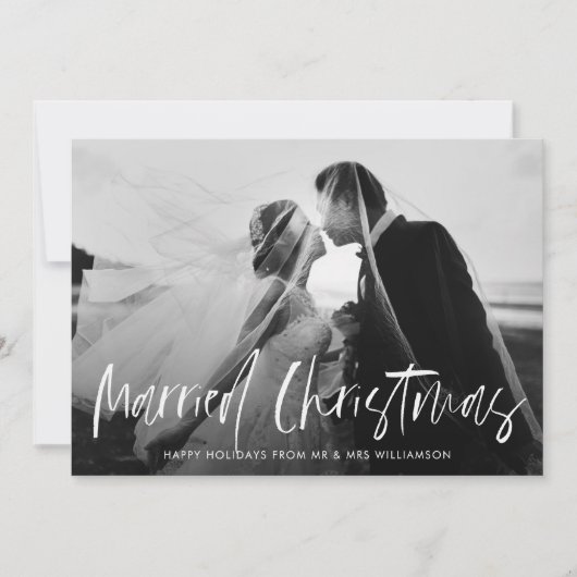 Eenvoudige belettering vakantie bruiloft aankondig feestdagenkaart (Voorkant)