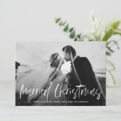 Eenvoudige belettering vakantie bruiloft aankondig feestdagenkaart (Staand voorkant)