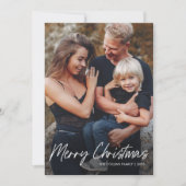Eenvoudige belettering Vrolijk Kerstfeest 2 Foto Feestdagenkaart (Voorkant)