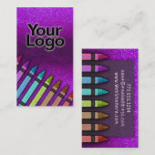 Eenvoudige benaming van leraar Rainbow Glitter Cra Visitekaartje (Voorkant / Achterkant)