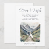 Eenvoudige Berg aquarel bruiloft uitnodiging (Voorkant / Achterkant)