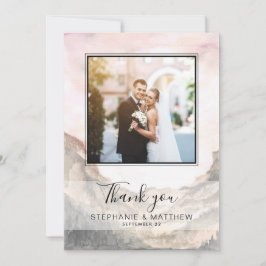 Eenvoudige Berg Waterverf foto bruiloft Bedankkaart