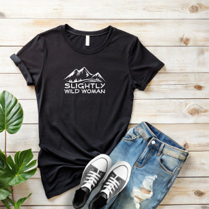 Eenvoudige bergkunst wandelen zwart wit t-shirt