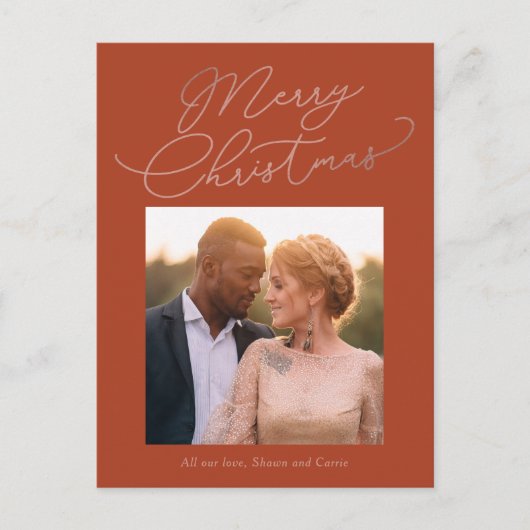 Eenvoudige Bericht BEWERKBARE KLEUR Kerstkaart Feestdagenkaart (Voorkant)