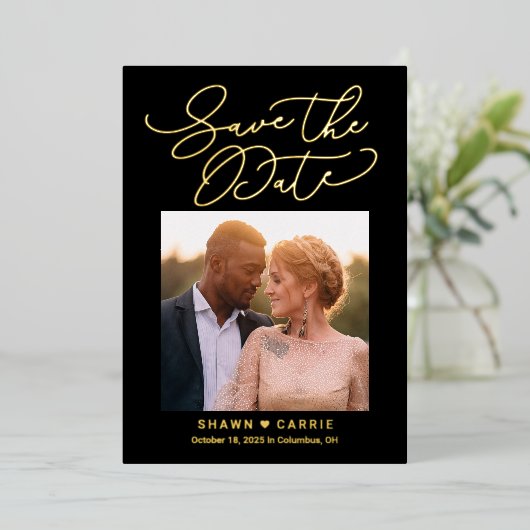 Eenvoudige bericht REAL FOIL Save The Date Kaart (Staand Voorkant)