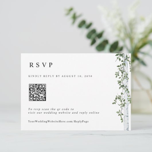 Eenvoudige Berkenboom Antwoord Online QR Code Trou (Staand voorkant)