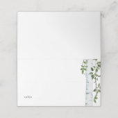 Eenvoudige berkenboom bladeren groen bruiloft plaatskaartje (Buitenkant ongevouwen)