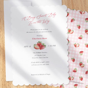 Eenvoudige Bessie Zoete Aardbei Thema Baby Shower Kaart
