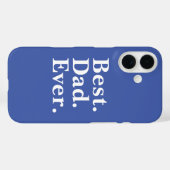 Eenvoudige Best Dad Ever White typografie op blauw Case-Mate iPhone Case (Achterkant (horizontaal))