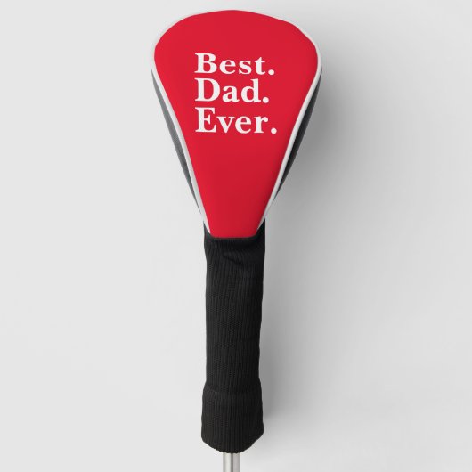 Eenvoudige Best Dad Ever White typografie op Rood Golfheadcover (Voorkant)