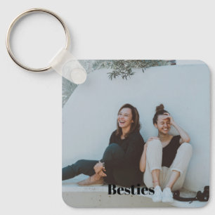 Eenvoudige Best Friend Besties dubbelzijdige foto Sleutelhanger