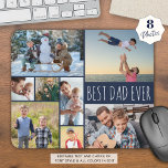 Eenvoudige BESTE DAD OOIT 8 Fotocollage Navy Blue Muismat<br><div class="desc">Creëer uw eigen gepersonaliseerde, aangepaste kleur foto muismat voor de BESTE DAD OOIT met deze eenvoudig te uploaden foto collage sjabloon met 8 afbeeldingen in verschillende vormen en maten, zowel horizontaal als verticaal om een breed scala aan foto onderwerpen in uw keuze van tekst en achtergrond kleuren (weergegeven met witte...</div>