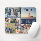 Eenvoudige BESTE DAD OOIT 8 Fotocollage Navy Blue Muismat (Met muis)