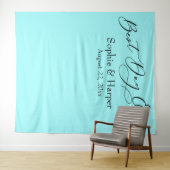 Eenvoudige beste dag ooit aqua foto achtergrond wandkleed (In Situ (horizontaal))