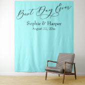 Eenvoudige beste dag ooit aqua foto achtergrond wandkleed (In situ)