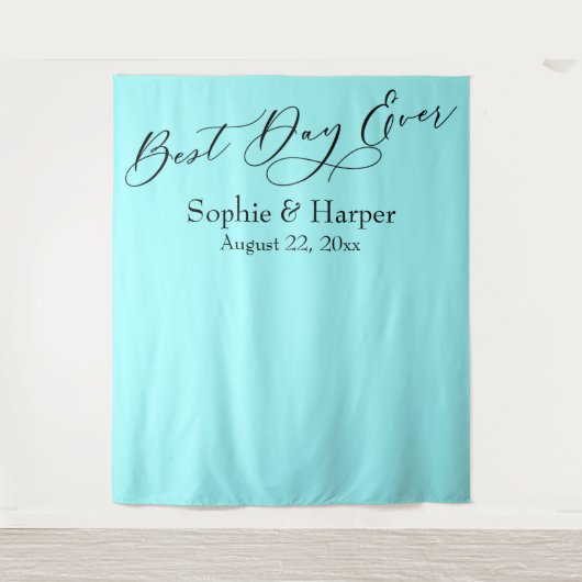 Eenvoudige beste dag ooit aqua foto achtergrond wandkleed (Voorkant)