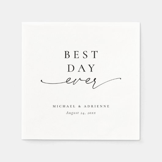 Eenvoudige beste dag ooit kalligrafie bruiloft servet (Voorkant)