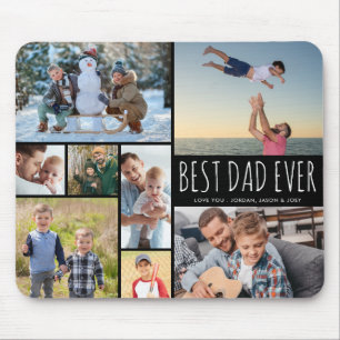 Eenvoudige BESTE PAPA Ooit 8 Foto Collage Jouw Tek Muismat