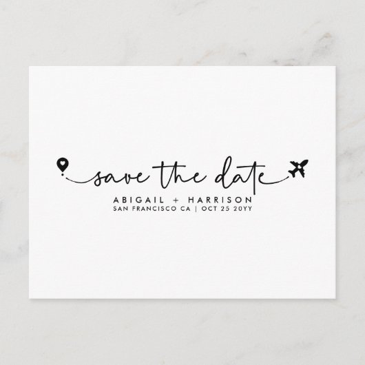 Eenvoudige bestemming Trouwscript Foto Briefkaart (Voorkant)