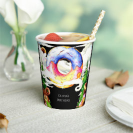 Eenvoudige betoverde donut verjaardag papieren bekers