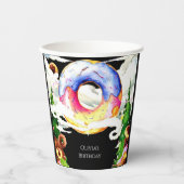 Eenvoudige betoverde donut verjaardag papieren bekers (Voorkant)