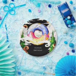 Eenvoudige betoverde donut verjaardag papieren bordje