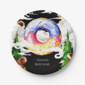 Eenvoudige betoverde donut verjaardag papieren bordje (Voorkant)