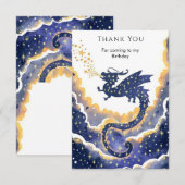 Eenvoudige betoverde draak verjaardag bedankkaart (Voorkant / Achterkant)