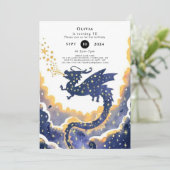 Eenvoudige betoverde draak verjaardag kaart (Staand voorkant)