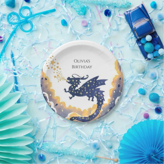 Eenvoudige betoverde draak verjaardag papieren bordje (Feest)