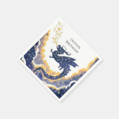 Eenvoudige betoverde draak verjaardag servet (Hoek)