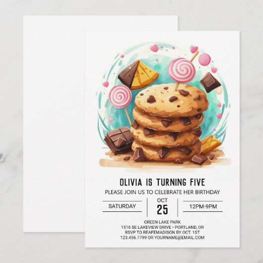 Eenvoudige betoverde meisjeskoekjes Verjaardag Kaart (Voorkant / Achterkant)