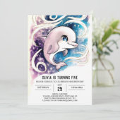 Eenvoudige betoverde oceaandolfijn Verjaardag Kaart (Staand voorkant)