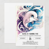 Eenvoudige betoverde oceaandolfijn Verjaardag Kaart (Voorkant / Achterkant)