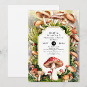 Eenvoudige betoverde paddenstoel verjaardag kaart (Voorkant / Achterkant)