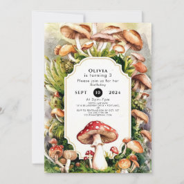 Eenvoudige betoverde paddenstoel verjaardag kaart
