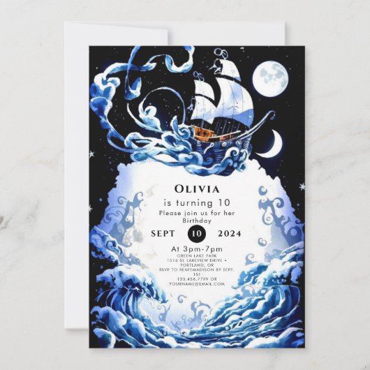 Eenvoudige bewerkbare Avontuur Pirate Verjaardag Kaart (Voorkant)